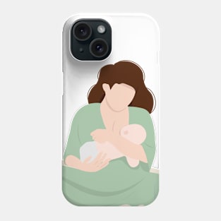 Mother feeding a baby. Breastfeeding illustration Phone Case