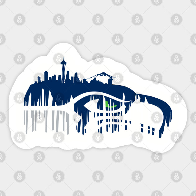 Grunge Seattle Skyline Seahawks Design Seattle Sticker Teepublic