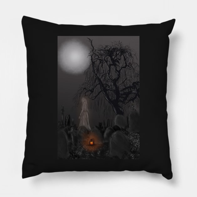 Ghost in the Graveyard Pillow by H. R. Sinclair