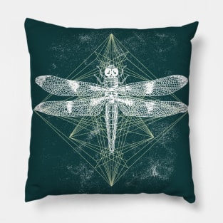 Dragonfly Ornament White Gold Pillow