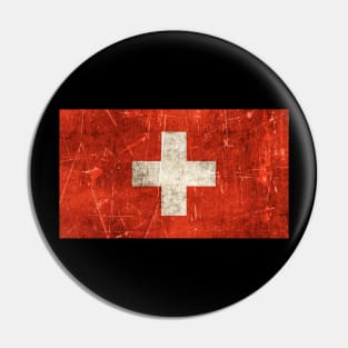 Vintage Aged and Scratched Swiss Flag Pin