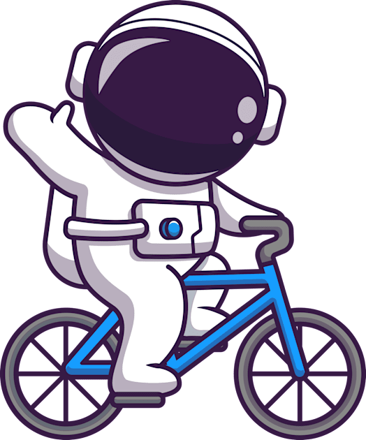 Cute Astronaut Riding Bike Cycle Cartoon Kids T-Shirt by Catalyst Labs