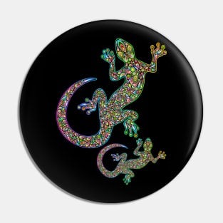 Gecko Lizard Psychedelic Art Pin