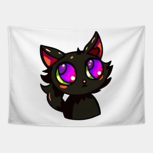 Black cat with purple eyes Tapestry