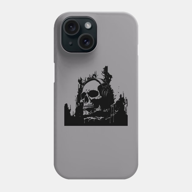 skull with headphones Phone Case by lkn