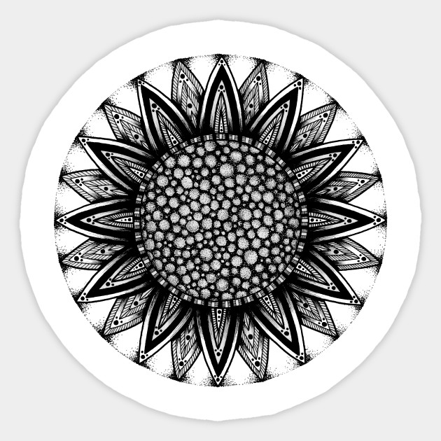 Download Sunflower Mandala - Sunflower - Sticker | TeePublic