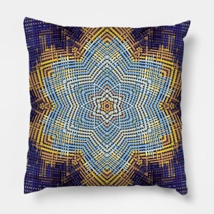 Weave Mandala Blue and Yellow Pillow