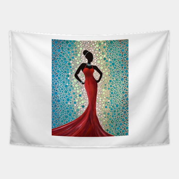 Lady In Red Tapestry by Deborah Malcolm