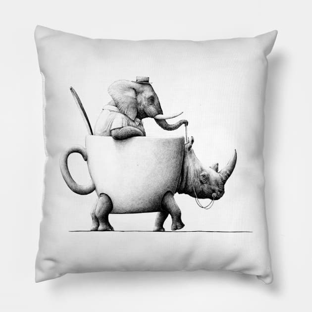 neushoorn en olifant Pillow by RedmerHoekstra