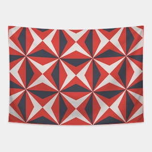 Vintage Black and Red Geometric Pattern Tapestry