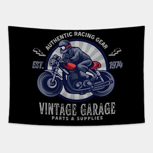 Vintage Garage Racing Gear Motorcycle Design Tapestry