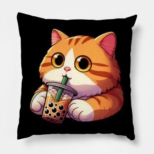 Tabby Cat Bubble Milk Tea Pillow