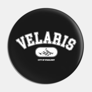 ACOTAR Velaris College Sweatshirt Logo White and Black Background Pin