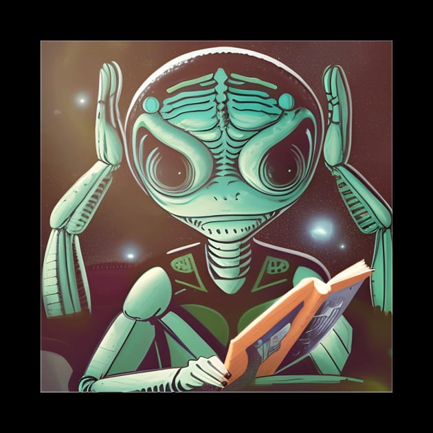 Believe in Yourself Funny an Alien reading a Book by Yourex