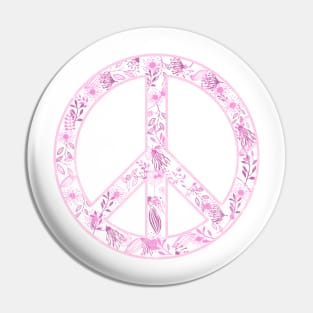 Vintage Girly Flower Peace Sign Pin