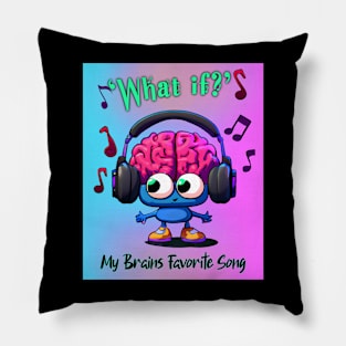 Mental Health Brain Full of Anxiety Cute Brain playing Music Pillow