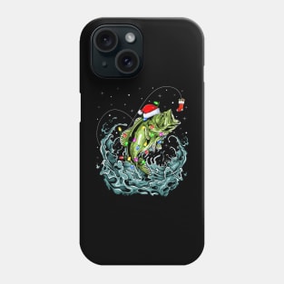 Bass Fishing Xmas Lighting Fisherman Fish Christmas Phone Case