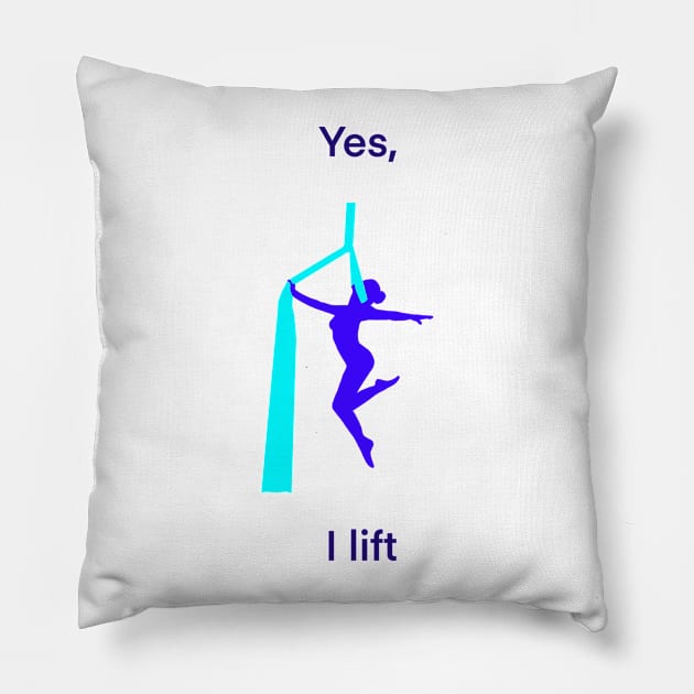 Aerial silks woman in blue, funny quote Pillow by DaretoDream