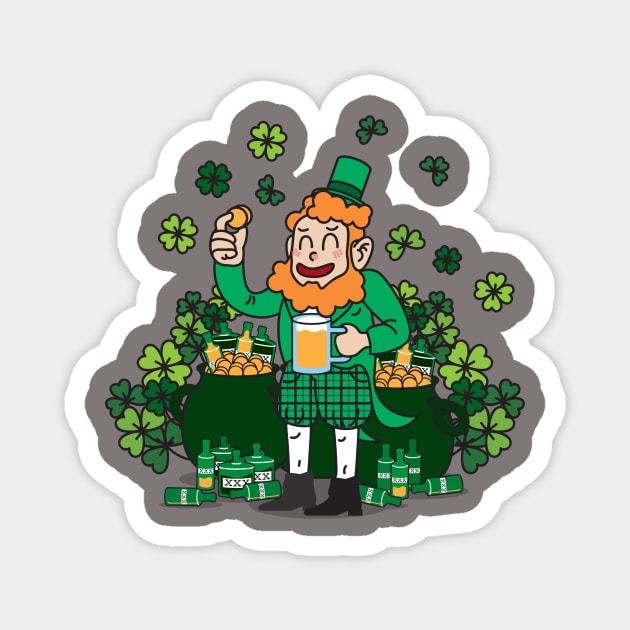 Funny St Patrick's Day Laughing Leprechaun Design Magnet by New East 