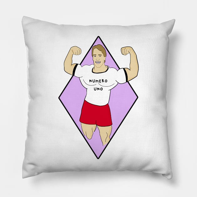 80's fitness bodybuilding sketch big muscles simple retro Pillow by Captain-Jackson