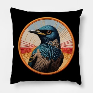 Juvenile Starling Embroidered Patch Pillow