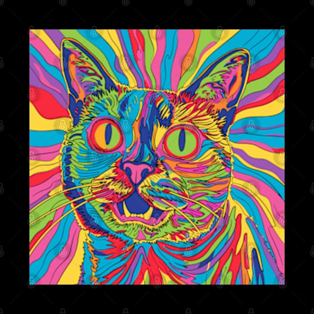 Psychedelic Cat by peculiarbutcute