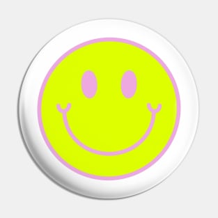 Neon Yellow and Pink Aesthetic Smiley Face Pin