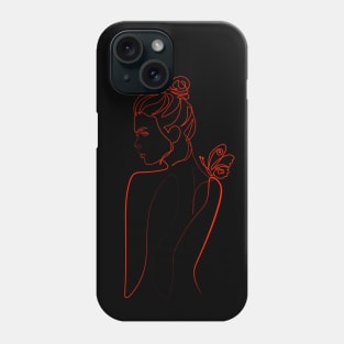 Minimalist Women Face . One Line Art. Phone Case