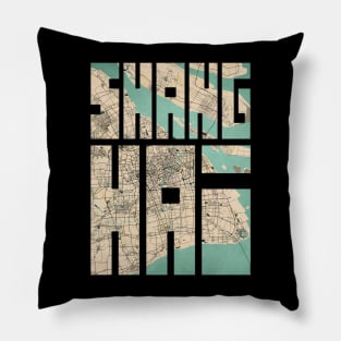 Shanghai, China City Map - Vintage Pillow