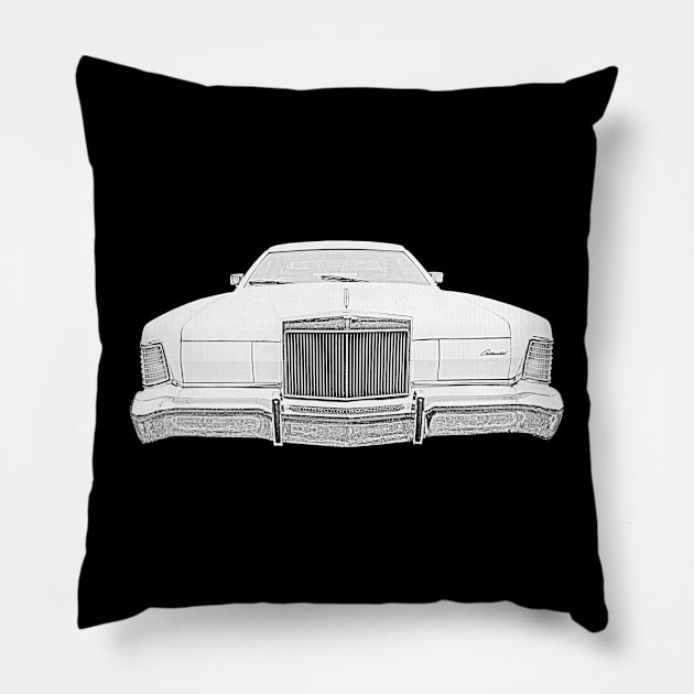 1970s Lincoln Continental classic car Pillow by soitwouldseem