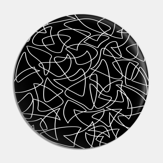 Abstract Overlapping Shapes, Drawing, White on Black Pin by Velvet Earth