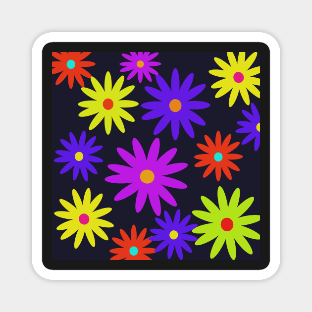 retro 60s style flower pattern Magnet by pauloneill-art