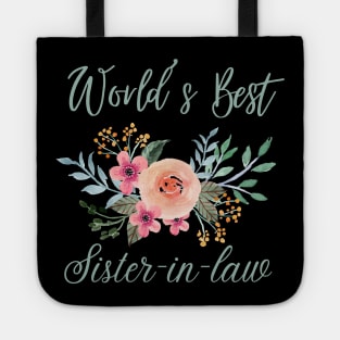 World's best sister-in-law sister in law shirts cute with flowers Tote