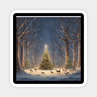 Winter Whispers: Gleaming Evergreen Festivities Tee Magnet