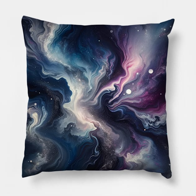 Cosmic Serenity Abstract Liquid Universe Pillow by Ukea