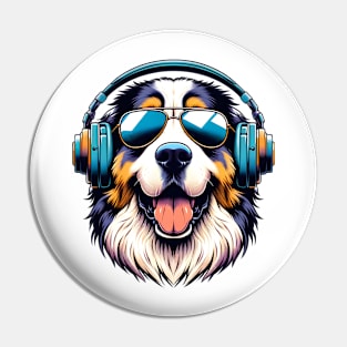 Great Pyrenees Smiling DJ with Harmonic Vibes Pin