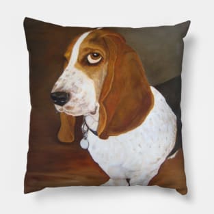 Basset Hound Dog Portrait. Droopy Ears and Huge Paws. Pillow