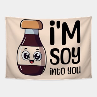 I'm Soy Into You! Cute Soy Sauce Cartoon Tapestry