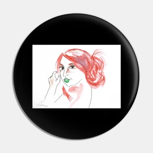 Girl With A Messy Bun - Red Palette Pin