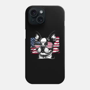 Boston Terrier Patriotic Sunglasess American Flag 4th of July Phone Case