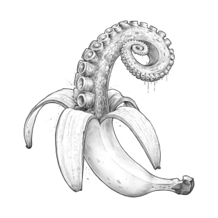 Octopus banana black & white T-Shirt