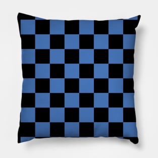 Maya Blue and Black Chessboard Pattern Pillow