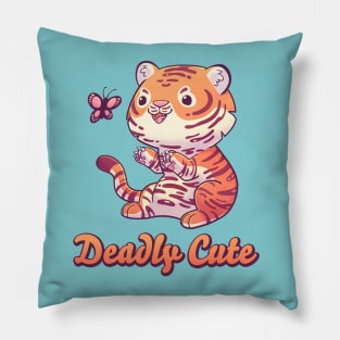 Deadly Cute Tiger // Kawaii, Big Cat, Animals Pillow