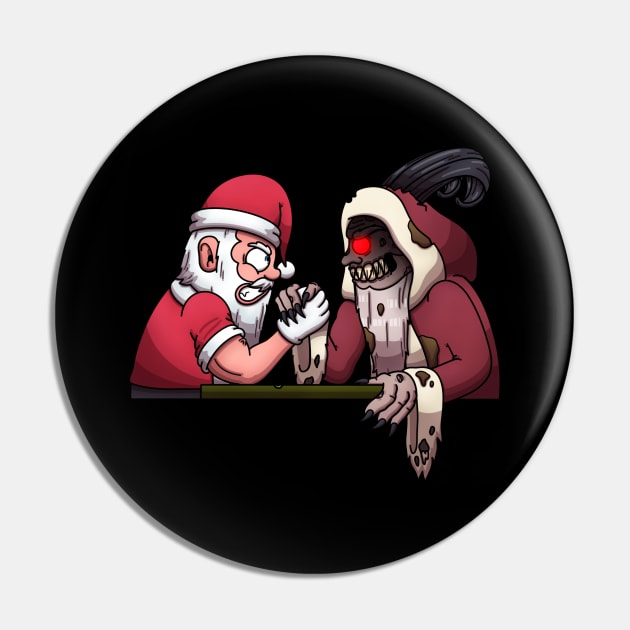 Santa Claus Arm Wrestling With Krampus Pin by TheMaskedTooner