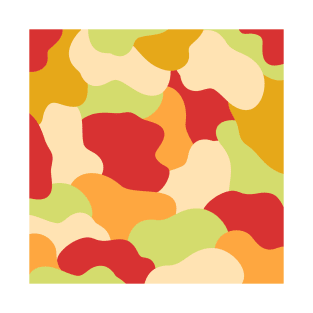 Colourful Blob Abstract Pattern in Red Cream Orange and Lime Sticker T-Shirt