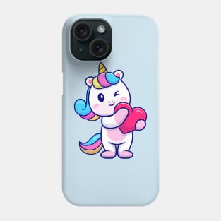 Cute Unicorn Holding Heart Cartoon Phone Case