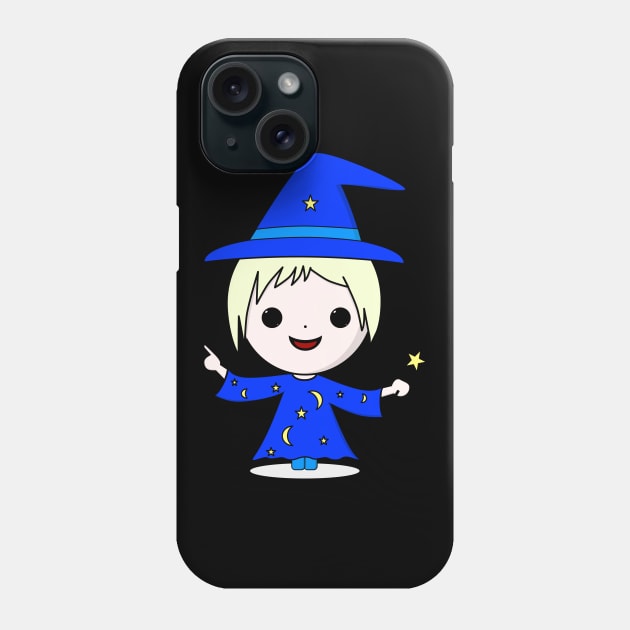 Cute Kawaii wizard with a magic wand Phone Case by All About Nerds