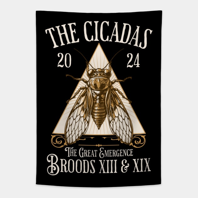 Cicadas 2024 - Brood XIX Brood XIII - Funny Cicada Lover Tapestry by OrangeMonkeyArt