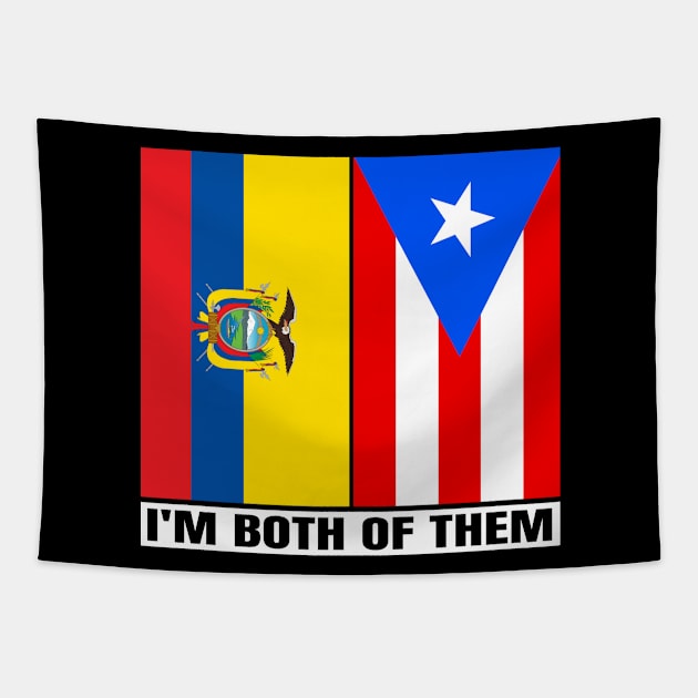 Half Puerto Rican Half Ecuadorian Heritage Ecuador Roots & Puerto Rico DNA Family Flag Design Tapestry by OriginalGiftsIdeas