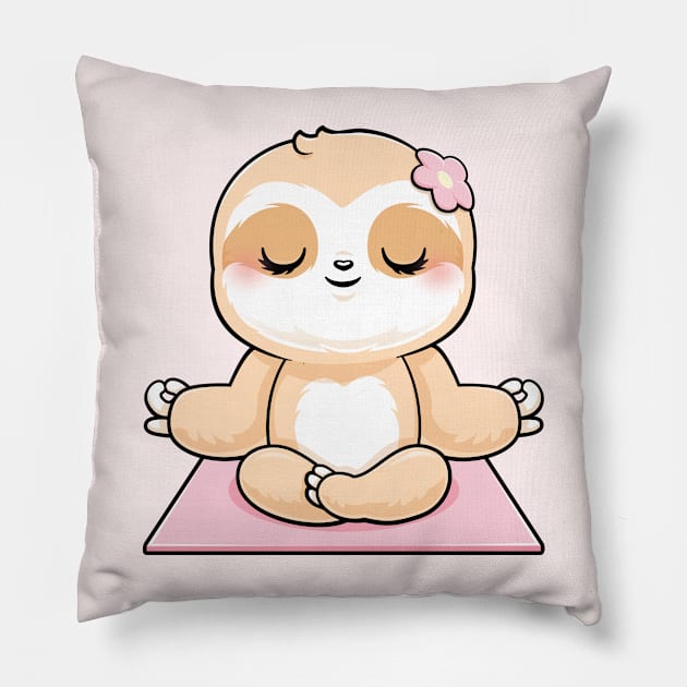 Girls yoga calm sloth Pillow by PnJ